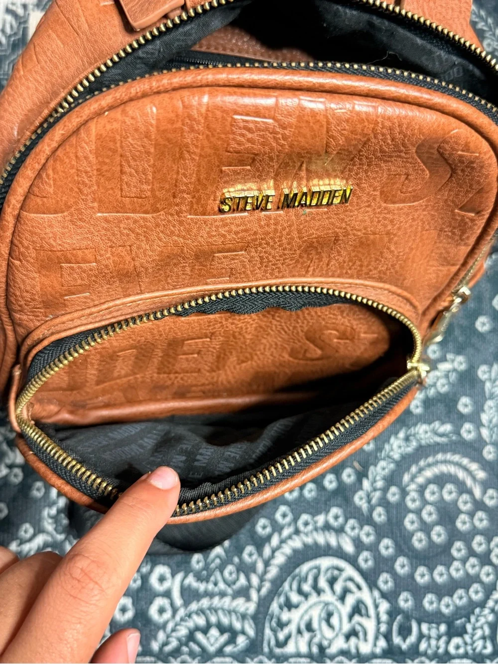 See By Chloe Cognac Brown Embossed Leather Mini Backpack with Tassel